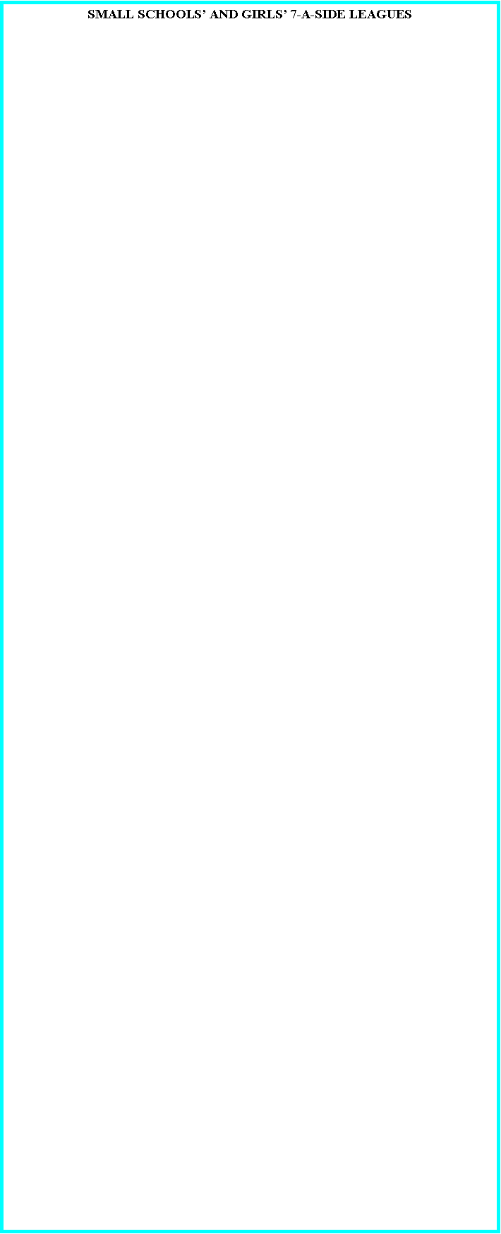 Text Box: SMALL SCHOOLS� AND GIRLS� 7-A-SIDE LEAGUES                                                                                                   